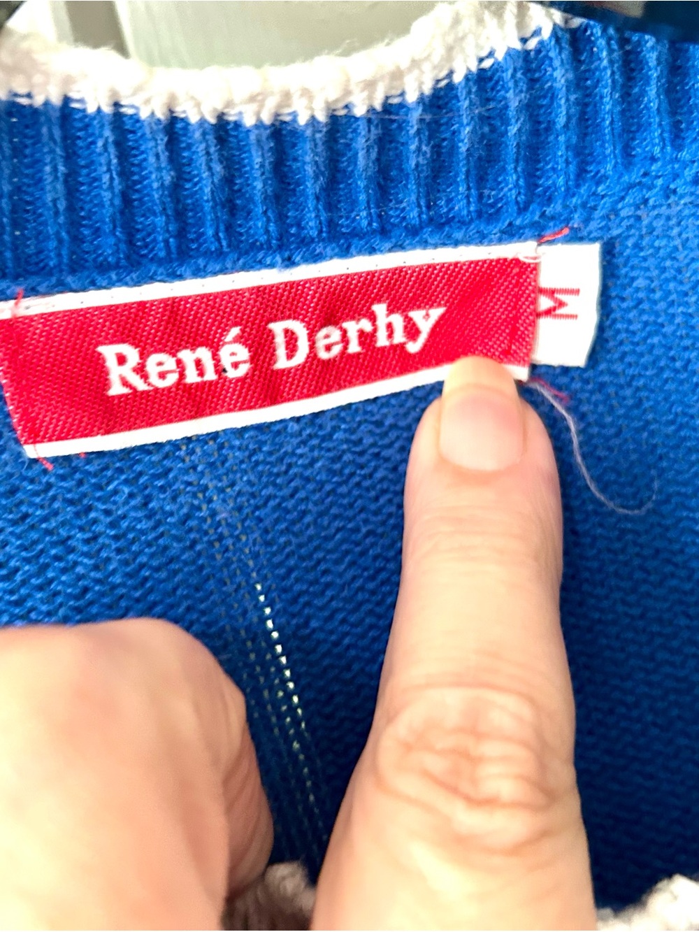 Vintage 80’s/90’s Rene Derhy colorful Bear Fishing Cardigan Sweater woman sz M - Picture 4 of 4